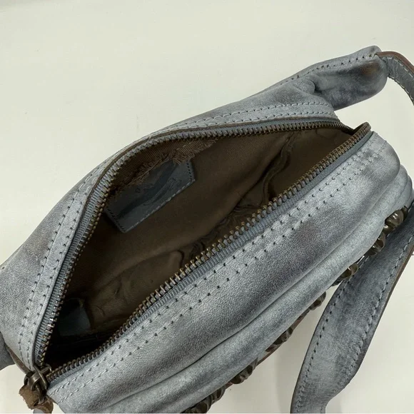 FREEBIRD Apollo Belt Bag Ice Grey Studded Leather Waist Pack - Picture 7 of 8